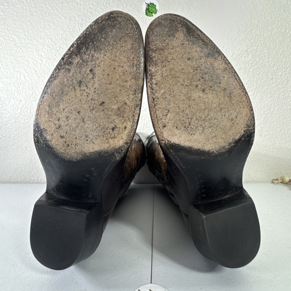 Lucchese Classics Exotic Brown Cowboy Boots 6.5 B Seared Ring Lizard & Goat Skin - Picture 11 of 16